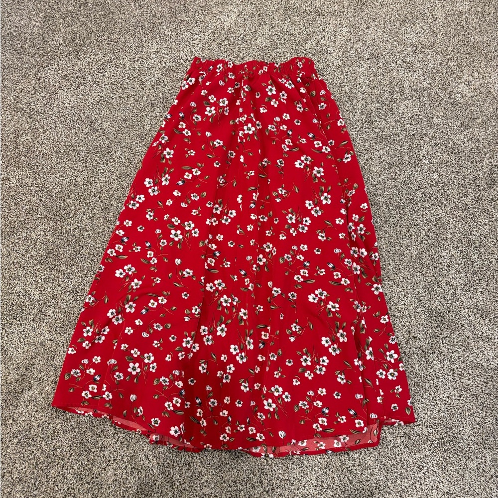 SHEIN Red Floral Maxi Skirt - Picture 3 of 3